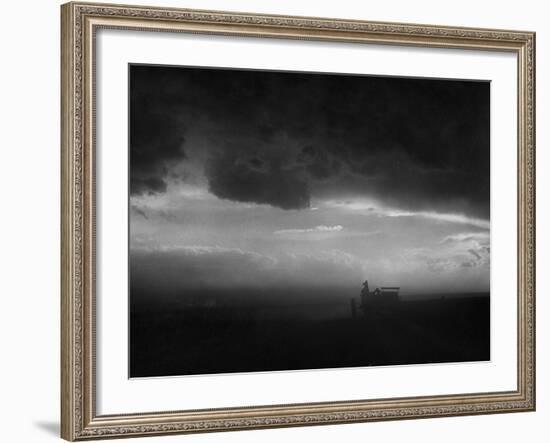 Stormy Sunset over Texas Ranch Land-John Dominis-Framed Photographic Print