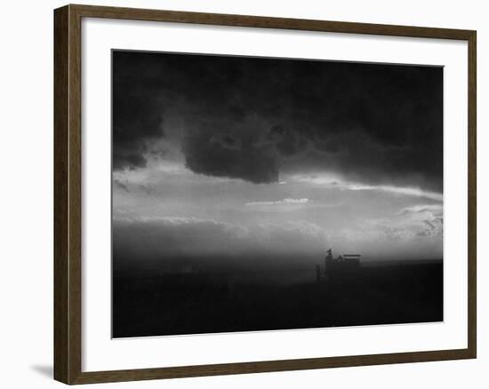 Stormy Sunset over Texas Ranch Land-John Dominis-Framed Photographic Print