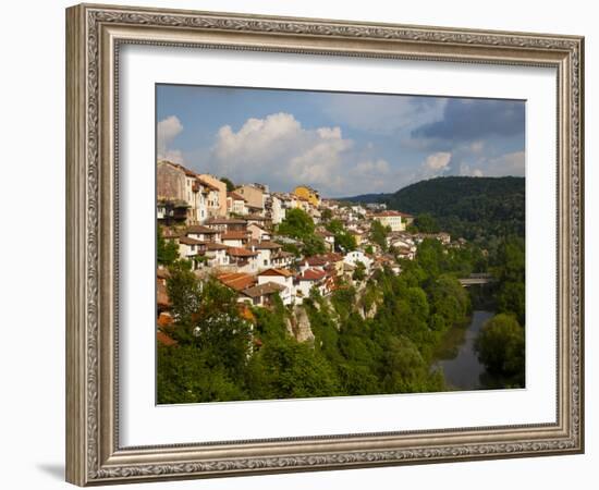 Stormy Weather at Dusk over Hillside Houses Above the Yantra River, Veliko Tarnovo, Bulgaria, Europ-Dallas & John Heaton-Framed Photographic Print