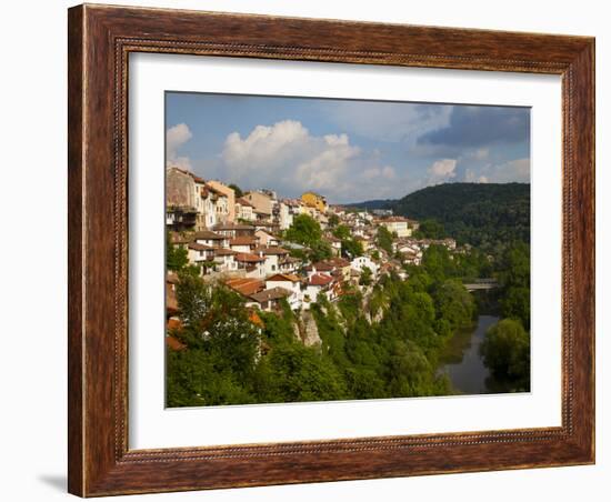 Stormy Weather at Dusk over Hillside Houses Above the Yantra River, Veliko Tarnovo, Bulgaria, Europ-Dallas & John Heaton-Framed Photographic Print