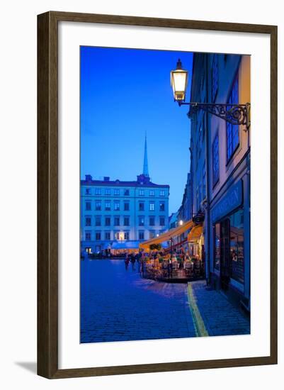 Stortorget Square Cafes at Dusk, Gamla Stan, Stockholm, Sweden, Scandinavia, Europe-Frank Fell-Framed Photographic Print