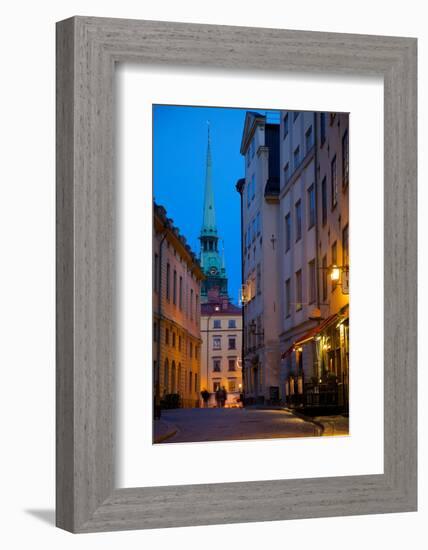 Stortorget Square Cafes at Dusk, Gamla Stan, Stockholm, Sweden, Scandinavia, Europe-Frank Fell-Framed Photographic Print