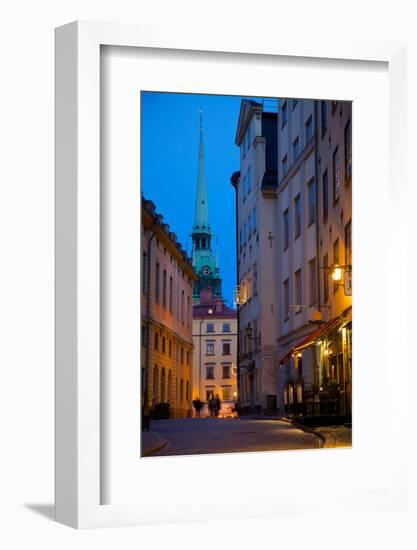 Stortorget Square Cafes at Dusk, Gamla Stan, Stockholm, Sweden, Scandinavia, Europe-Frank Fell-Framed Photographic Print