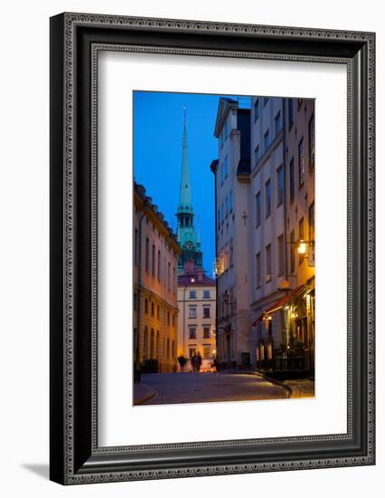 Stortorget Square Cafes at Dusk, Gamla Stan, Stockholm, Sweden, Scandinavia, Europe-Frank Fell-Framed Photographic Print