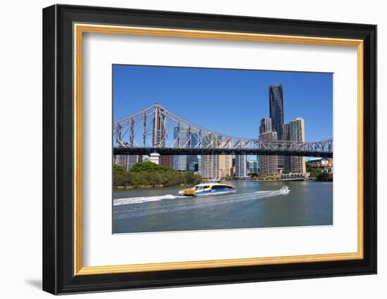 Story Bridge and City from New Farm Riverwalk, Brisbane, Queensland, Australia, Oceania-Frank Fell-Framed Photographic Print