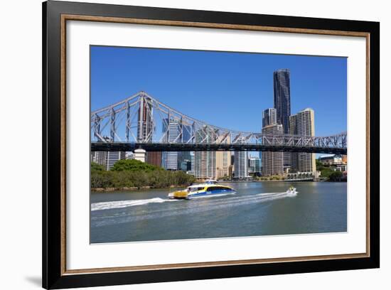Story Bridge and City from New Farm Riverwalk, Brisbane, Queensland, Australia, Oceania-Frank Fell-Framed Photographic Print