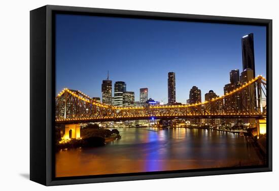 Story Bridge and Skyline Along the Brisbane River, Brisbane, Australia-Peter Adams-Framed Premier Image Canvas