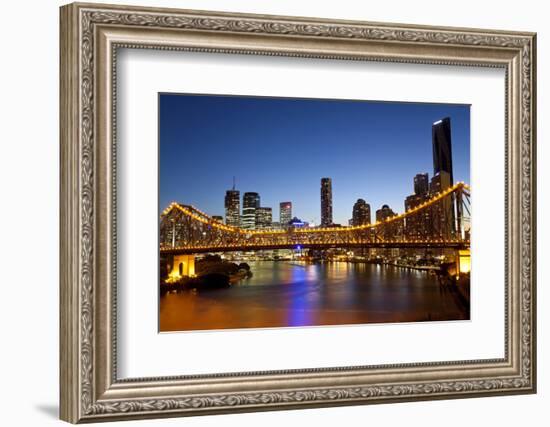 Story Bridge and Skyline Along the Brisbane River, Brisbane, Australia-Peter Adams-Framed Photographic Print