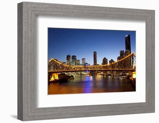 Story Bridge and Skyline Along the Brisbane River, Brisbane, Australia-Peter Adams-Framed Photographic Print
