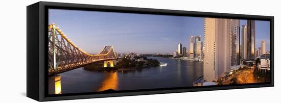 Story Bridge, Kangaroo Point, Brisbane River and City Centre at Dawn, Brisbane, Queensland, Austral-Nick Servian-Framed Premier Image Canvas