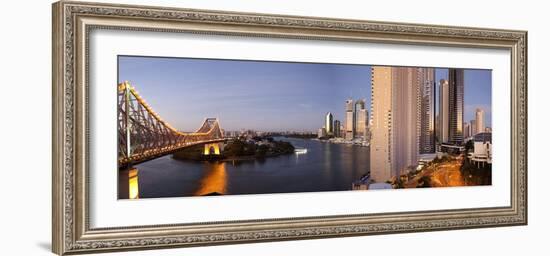 Story Bridge, Kangaroo Point, Brisbane River and City Centre at Dawn, Brisbane, Queensland, Austral-Nick Servian-Framed Photographic Print