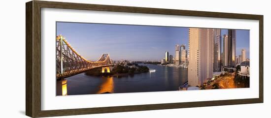 Story Bridge, Kangaroo Point, Brisbane River and City Centre at Dawn, Brisbane, Queensland, Austral-Nick Servian-Framed Photographic Print