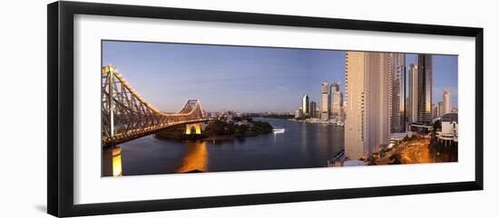 Story Bridge, Kangaroo Point, Brisbane River and City Centre at Dawn, Brisbane, Queensland, Austral-Nick Servian-Framed Photographic Print