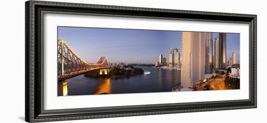 Story Bridge, Kangaroo Point, Brisbane River and City Centre at Dawn, Brisbane, Queensland, Austral-Nick Servian-Framed Photographic Print