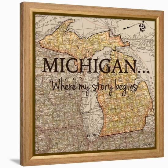Story Michigan-Tina Carlson-Framed Stretched Canvas