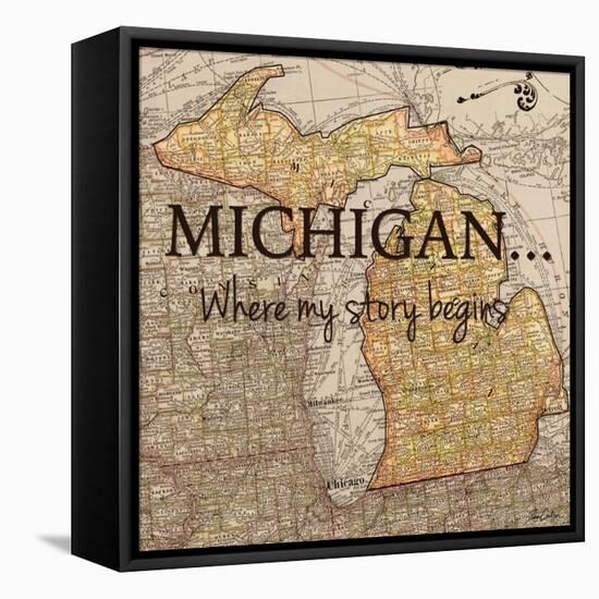 Story Michigan-Tina Carlson-Framed Stretched Canvas