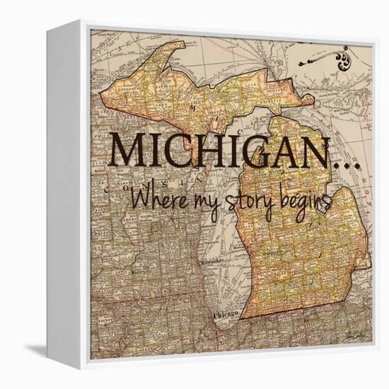 Story Michigan-Tina Carlson-Framed Stretched Canvas