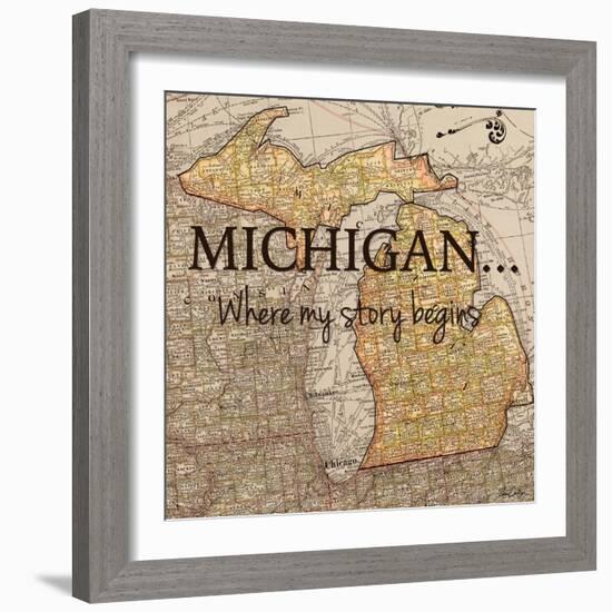 Story Michigan-Tina Carlson-Framed Art Print