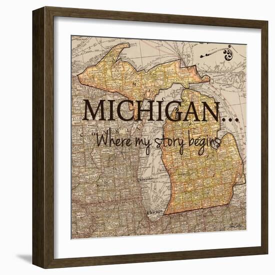 Story Michigan-Tina Carlson-Framed Art Print