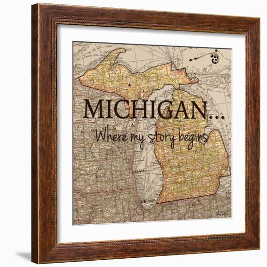 Story Michigan-Tina Carlson-Framed Art Print