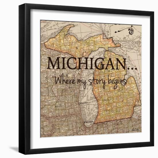 Story Michigan-Tina Carlson-Framed Art Print