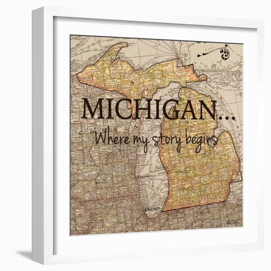 Story Michigan-Tina Carlson-Framed Art Print