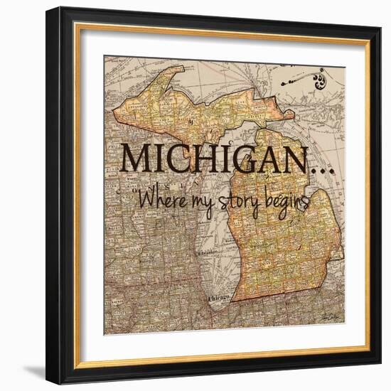 Story Michigan-Tina Carlson-Framed Art Print