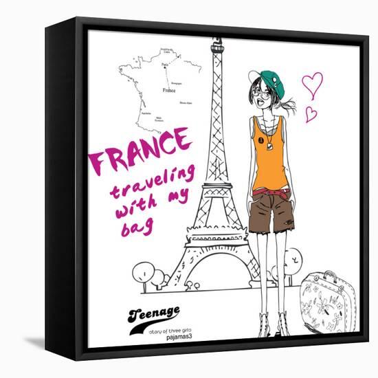 Story Of Three Girls France-studiohome-Framed Stretched Canvas