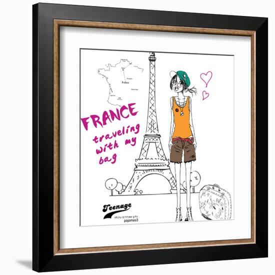 Story Of Three Girls France-studiohome-Framed Art Print