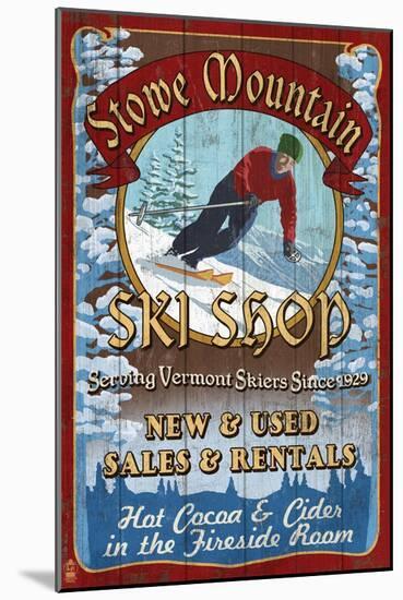 Stowe Mountain, Vermont - Ski Shop-Lantern Press-Mounted Art Print