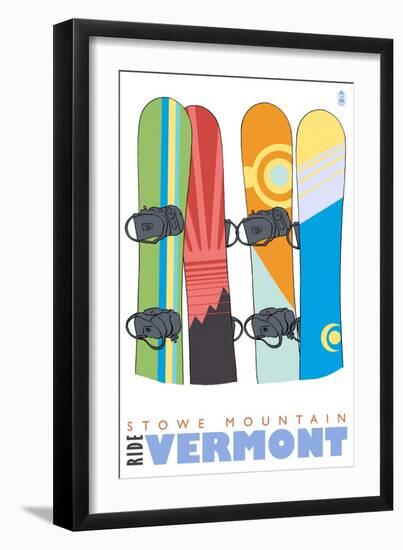 Stowe Mountain, Vermont, Snowboards in the Snow-Lantern Press-Framed Art Print