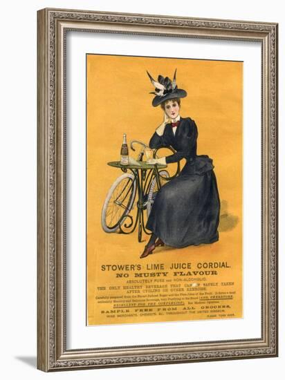 Stowers Lime Juice, Cordial Bicycles, UK, 1890-null-Framed Giclee Print