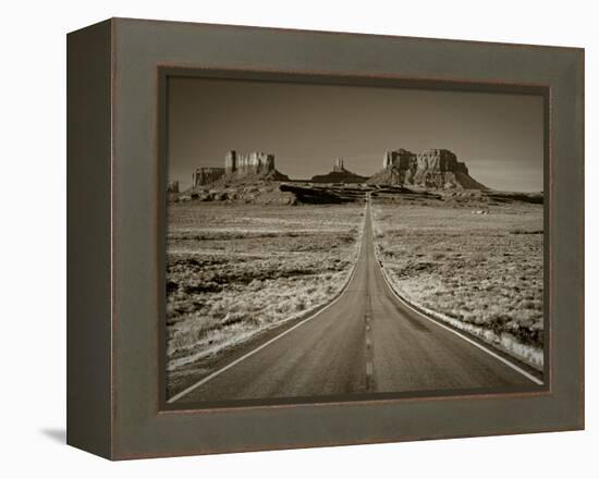 Straight Road Cutting Through Landscape of Monument Valley, Utah, USA-Gavin Hellier-Framed Premier Image Canvas