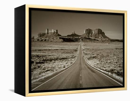 Straight Road Cutting Through Landscape of Monument Valley, Utah, USA-Gavin Hellier-Framed Premier Image Canvas