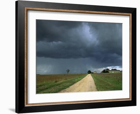 Straight Rural Dirt Road Through Farmland Near Le Mans, Sarthe in Loire, Centre, France-Michael Busselle-Framed Photographic Print