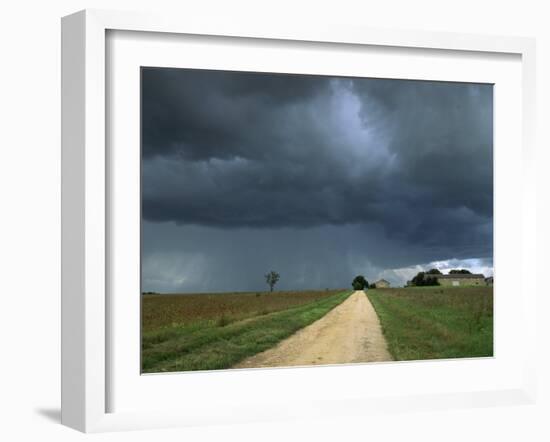 Straight Rural Dirt Road Through Farmland Near Le Mans, Sarthe in Loire, Centre, France-Michael Busselle-Framed Photographic Print