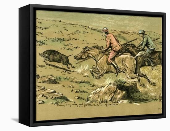 Straining Every Nerve and Muscle to Win for Him the Honour of First Spear, Late 19th Century-null-Framed Premier Image Canvas