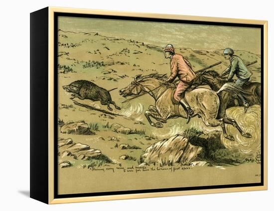 Straining Every Nerve and Muscle to Win for Him the Honour of First Spear, Late 19th Century-null-Framed Premier Image Canvas