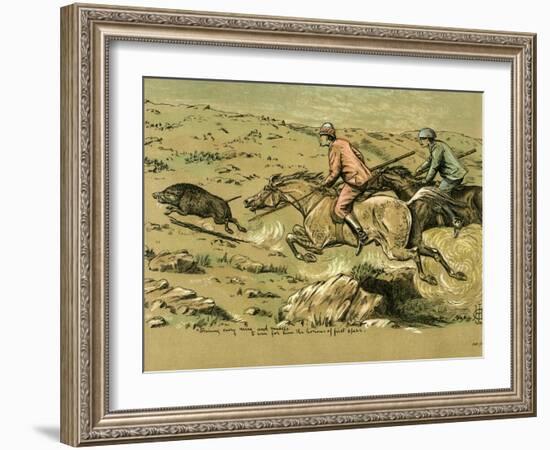 Straining Every Nerve and Muscle to Win for Him the Honour of First Spear, Late 19th Century-null-Framed Giclee Print