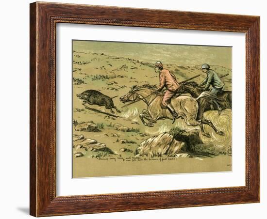 Straining Every Nerve and Muscle to Win for Him the Honour of First Spear, Late 19th Century-null-Framed Giclee Print