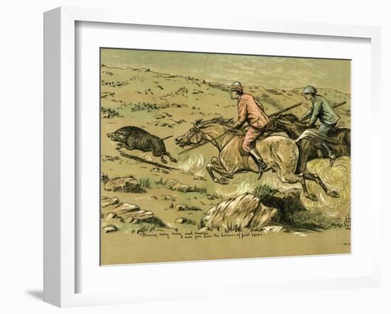 Straining Every Nerve and Muscle to Win for Him the Honour of First Spear, Late 19th Century-null-Framed Giclee Print