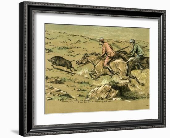 Straining Every Nerve and Muscle to Win for Him the Honour of First Spear, Late 19th Century-null-Framed Giclee Print