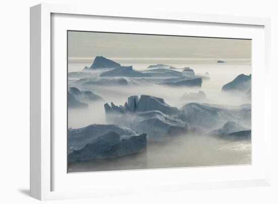 Stranded Icebergs at the Mouth of the Icefjord Near Ilulissat, Greenland-Luis Leamus-Framed Photographic Print