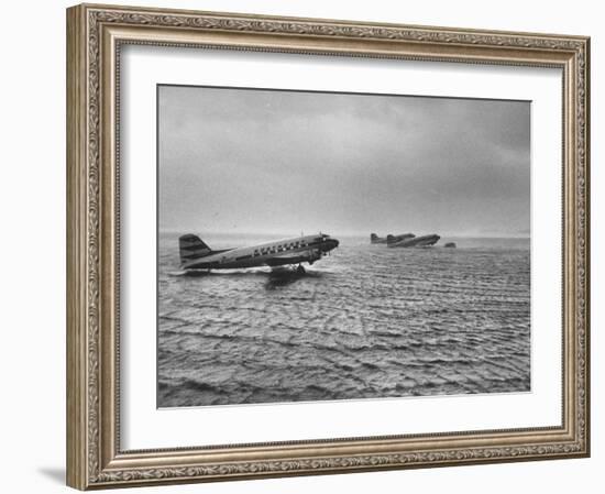 Stranded Planes at La Guardia Airport in Water During Violent Storm-Alfred Eisenstaedt-Framed Photographic Print