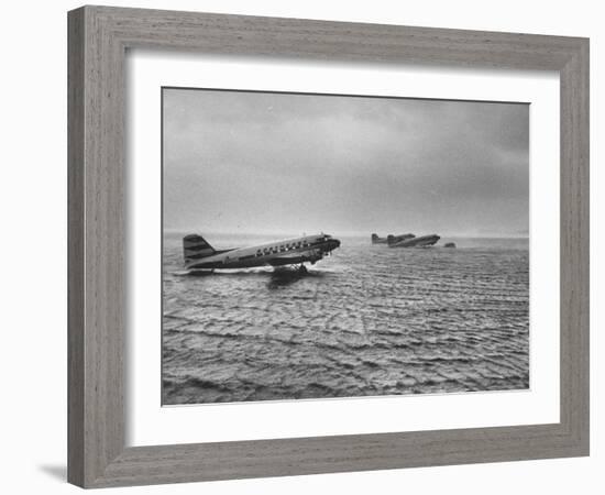 Stranded Planes at La Guardia Airport in Water During Violent Storm-Alfred Eisenstaedt-Framed Photographic Print