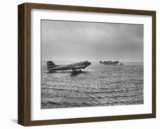 Stranded Planes at La Guardia Airport in Water During Violent Storm-Alfred Eisenstaedt-Framed Photographic Print