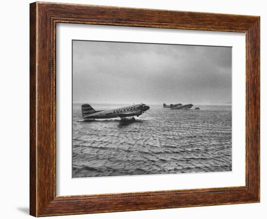 Stranded Planes at La Guardia Airport in Water During Violent Storm-Alfred Eisenstaedt-Framed Photographic Print