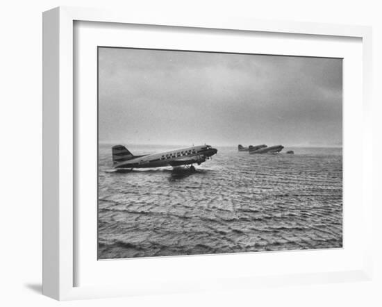 Stranded Planes at La Guardia Airport in Water During Violent Storm-Alfred Eisenstaedt-Framed Photographic Print