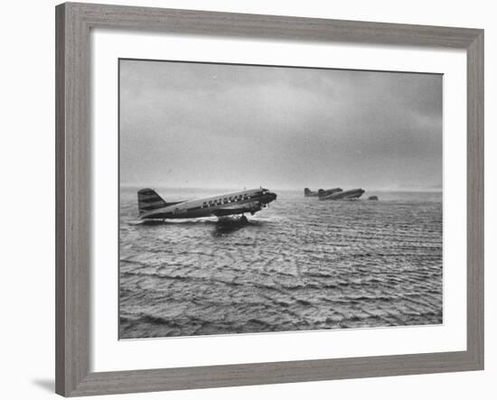 Stranded Planes at La Guardia Airport in Water During Violent Storm-Alfred Eisenstaedt-Framed Photographic Print