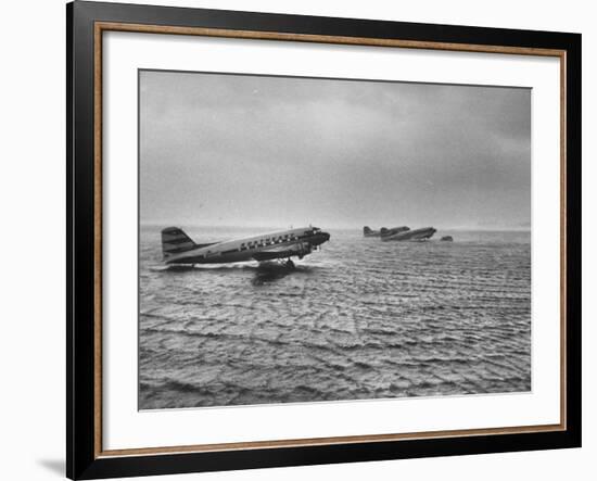 Stranded Planes at La Guardia Airport in Water During Violent Storm-Alfred Eisenstaedt-Framed Photographic Print